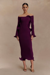 Sandrine Off Shoulder Knit Maxi Dress - Plum